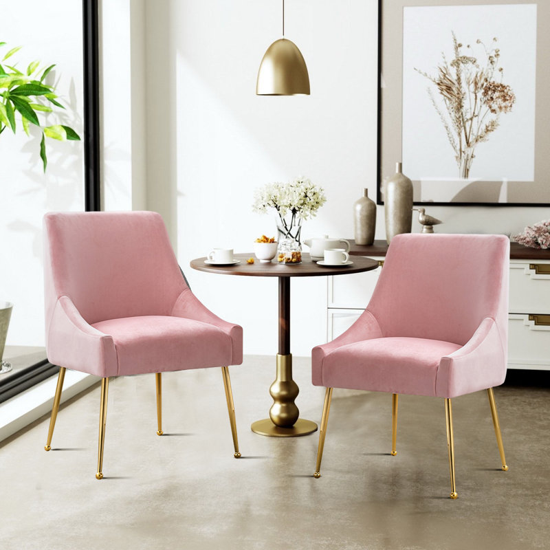 Chaise d'appoint en velours 21,25 po Khivi, Rose