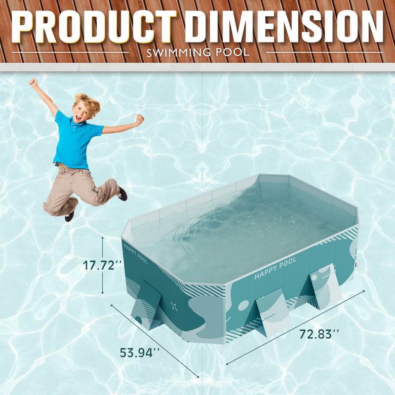 Devoko Polyvinyl Chloride (PVC) Kiddie Pool, 72.83" L x 53.94" W x 17.72" H