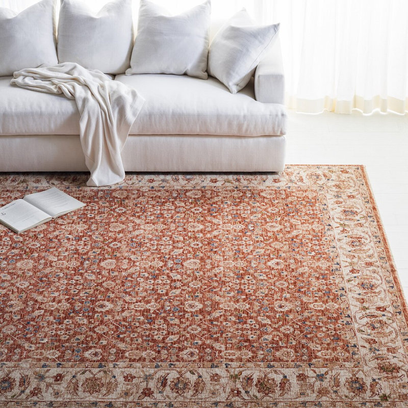 Tapis tissé à la machine, en polyester, beige / rouille clair Ralph Lauren Helena, Rectangle 8 pi 9 po x 11 pi 1 po