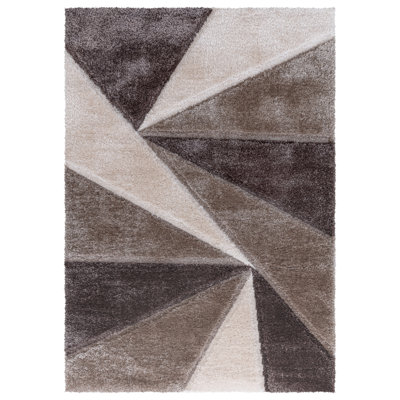 Todi Rug Carpet Runner Mat Geometric Machine Tufted Shag Indoor / Outdoor Area Rug