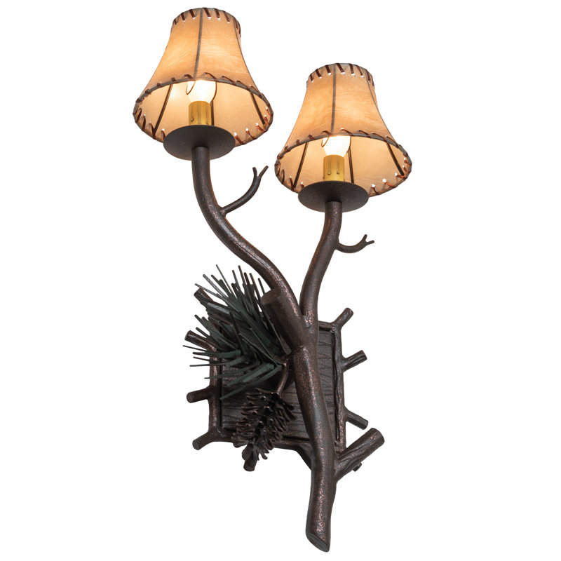 12" Wide Pinewood 2 Light Left Wall Sconce