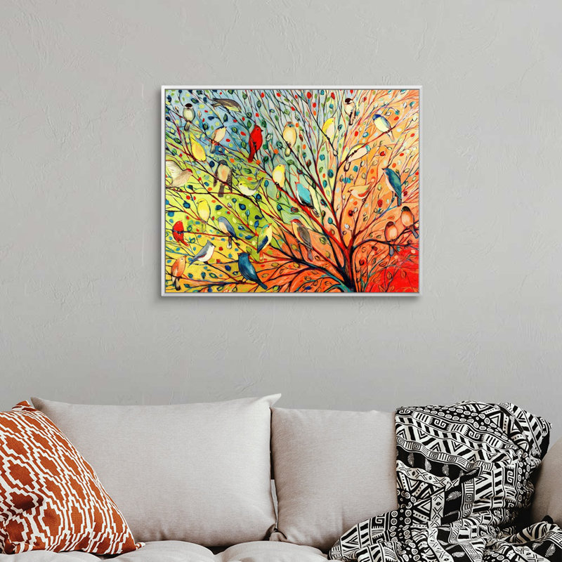 «Twenty Seven Birds», reproduction d'impression, 26" H x 32" W, Impression encadrée sans passe-partout, Blanc