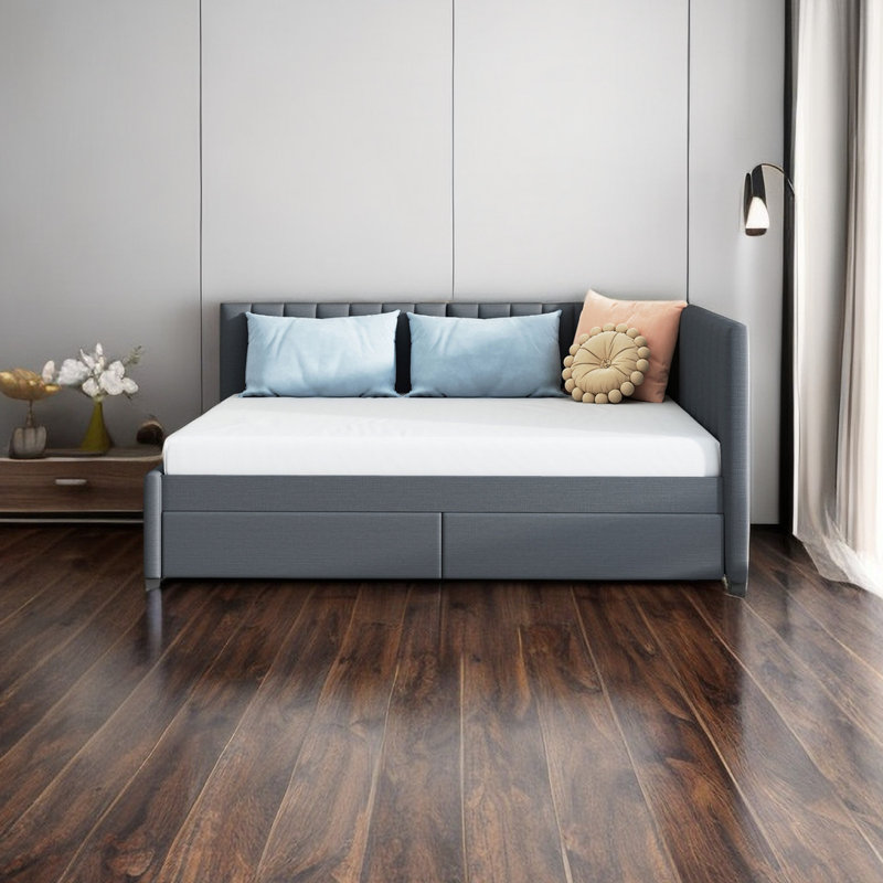 Jazamine Upholstered Linen Daybed, Gray