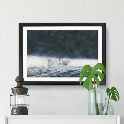 Boat In The Arctic Painting - Single Picture Frame Print on MDF