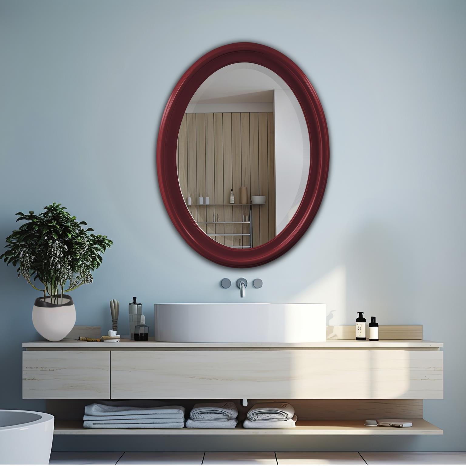 Borna 25" Mirror, Burgundy