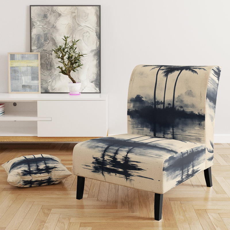 Chaise rembourrée Palm Trees - Fauteuil de chambre coloré sur des palmiers tropicaux, Slipper Armless