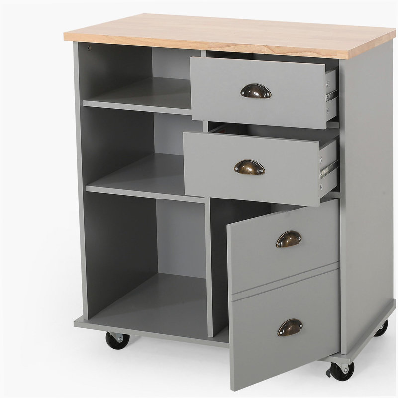 Modern Kitchen Trolley, Spacious, with Swivel Wheels, Gray
