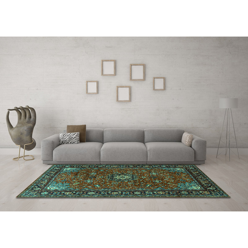 Tapis oriental en chenille tissé à la machine Camdan, Carré 5 pi
