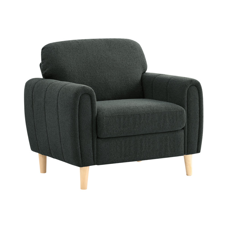 Dawn Channel Tufted Chair, Charcoal Boucle