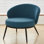 Chaise d'appoint ronde en velours, fauteuil rembourré de style moderne Mid-Century avec pieds en métal, chaise d'appoint confortable pour chambre à coucher