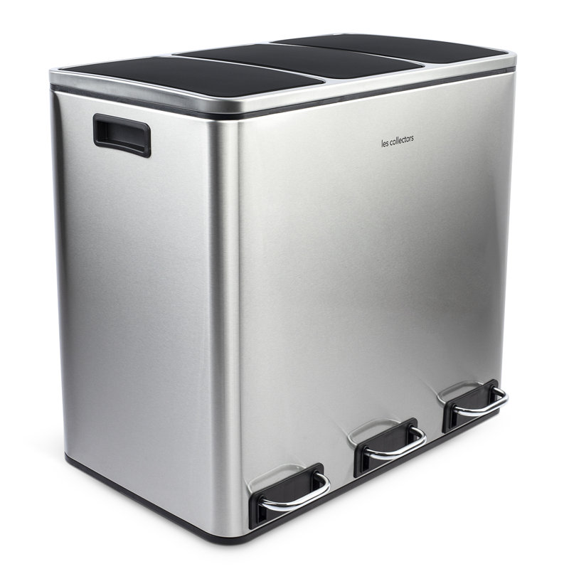 Waste Bin 3 x 18L - Stainless Steel N°982, Matt Brushed Nickel