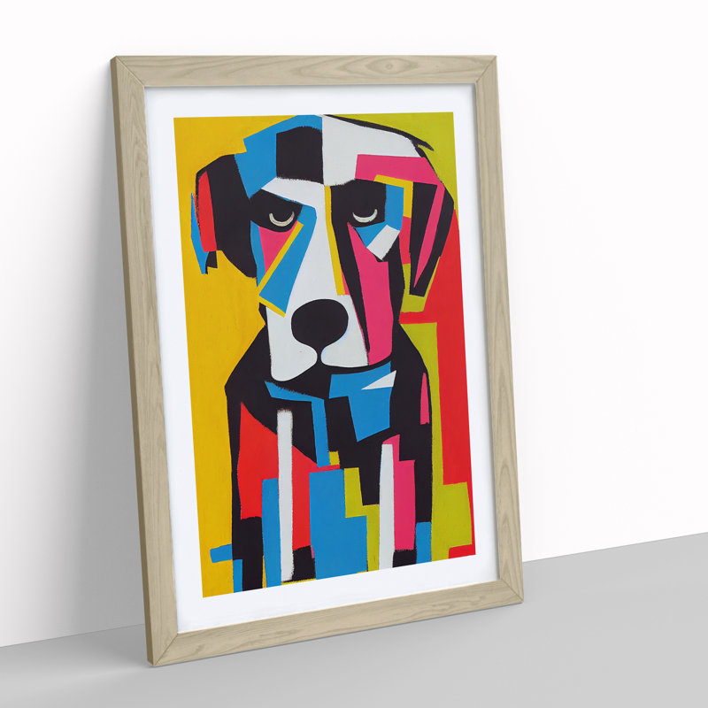 Abstract Dog No.6 - Framed Print, 46cm H x 34cm W x 2cm D, Oak