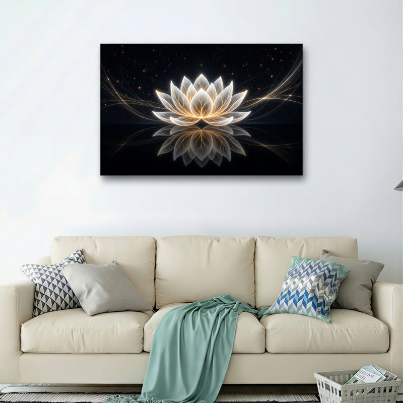 Ensemble de 1 tableau sur toile Fleur de lotus, 32"H x 48"W, Wrapped Canvas