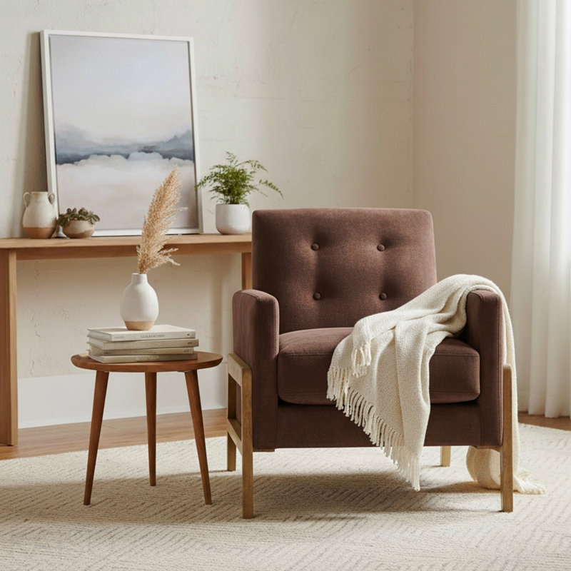 Fauteuil d'appoint capitonné à dossier - Espresso, Espresso