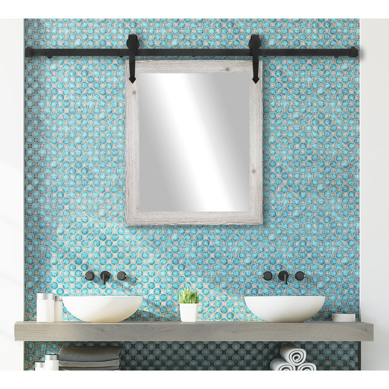 Neace Flat Mirror, 36" H x 24" W, White Washed Barnwood