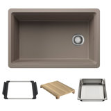 Inteos SILGRANIT 30" Single Bowl Reversible Undermount Workstation Kitchen Sink - White