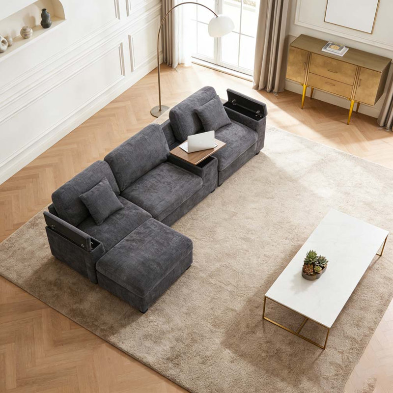 Canapé modulaire 120,3 po, Gris