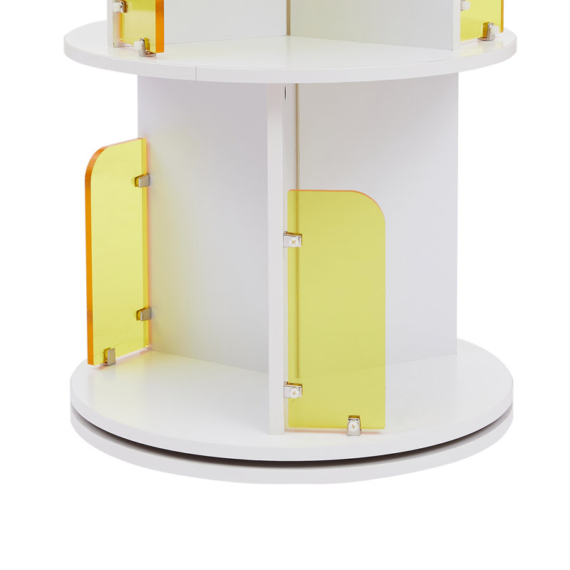 Jadeyn Rotating Bookshelf 4 Tier 360° Revolving Floor Standing Bookcase Corner Organizer Display, White