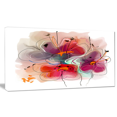 « red blue floral illustration », reproduction d’art sur toile tendue