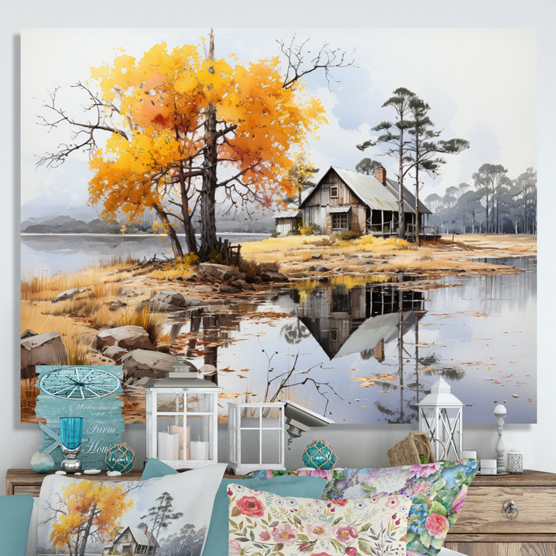 «Lakehouse Whispering Winds On», reproduction sur toile, H 34 po x l 44 po x P 1,5 po, Toile tendue