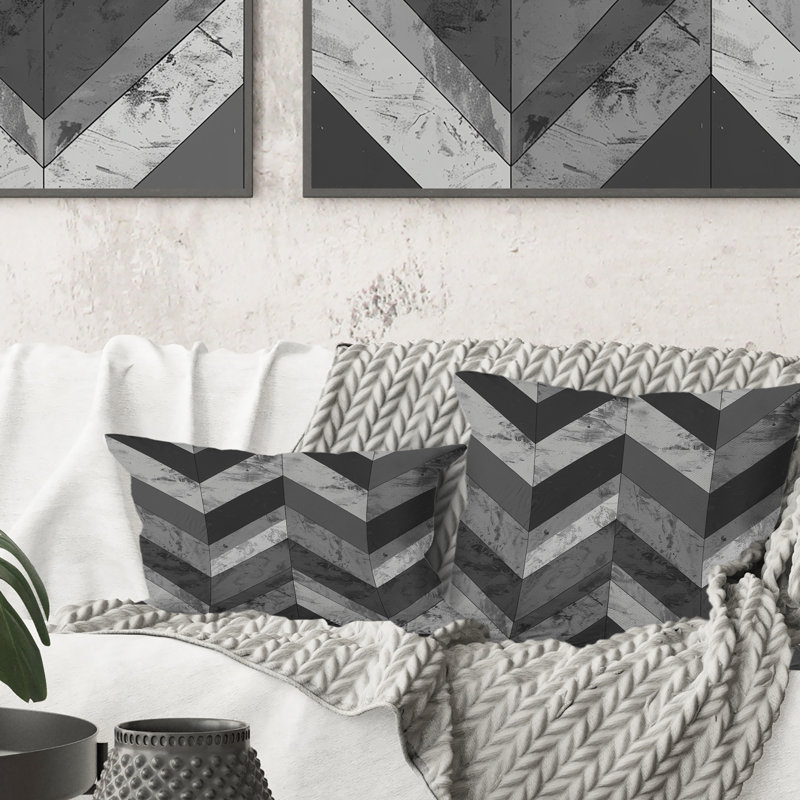 Grey  Chevron I - Chevron Throw Pillow, 16"H x 16"W
