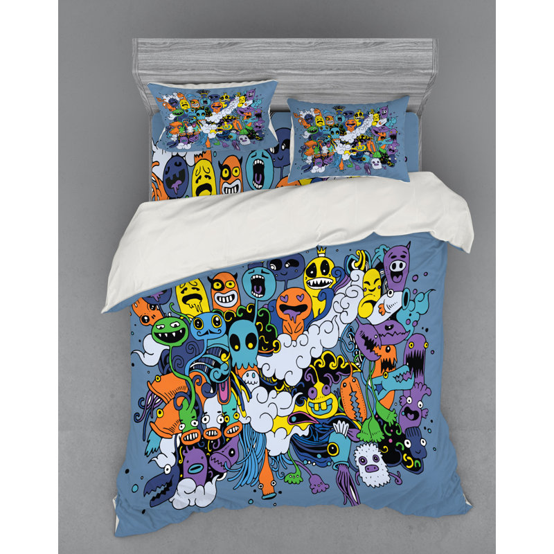 Ensemble de housse de couette en microfibre Indie Blue, Housse de couette grand + 3 pièces supplémentair