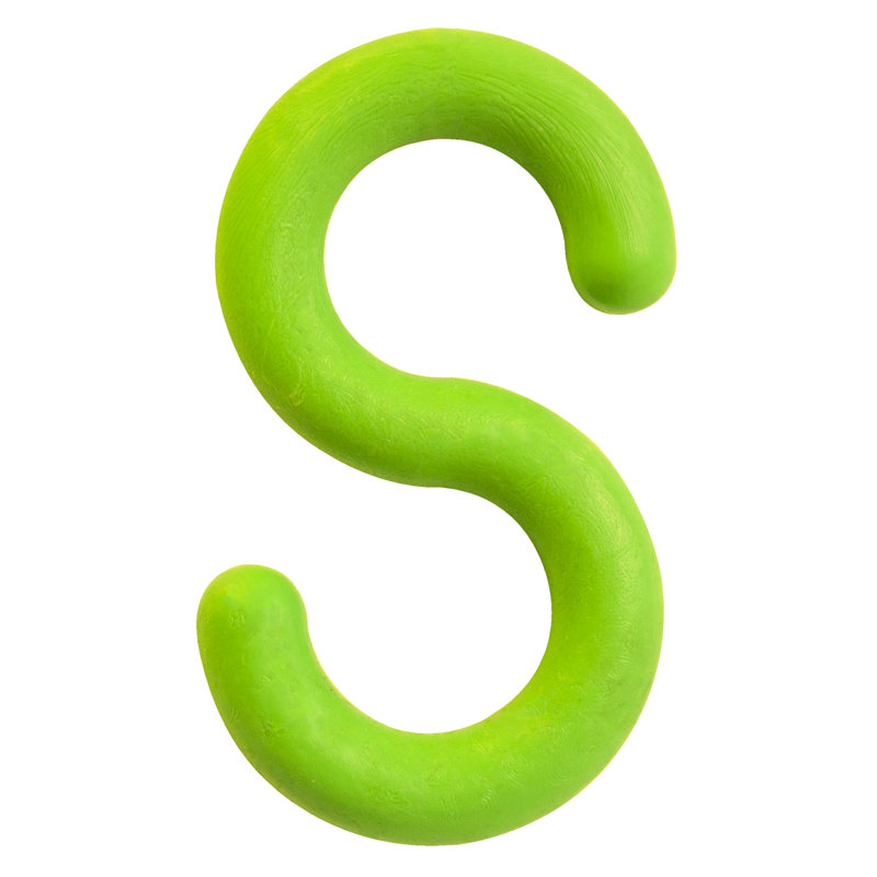 Crochet en plastique en S, Vert sécurité, H 2,93 po x l 1,6 po x P 0,36 po