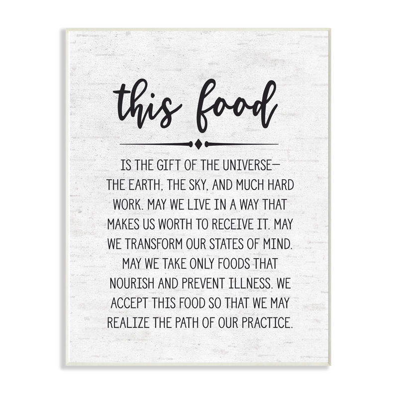 «This Food Prayer Subtle Typographie», reproduction d'impression sur toile, H 18 po x l 12,5 po x P 0,5 po, Plaque murale