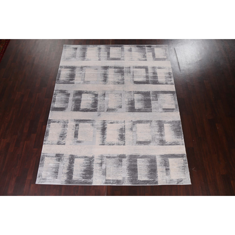 Tapis turc oriental à motif géométrique gris 2X3, Rectangle 9 pi 2 po x 12 pi 6 po
