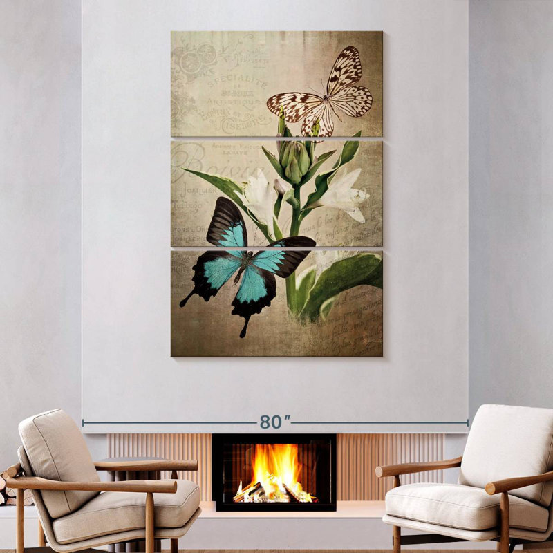 Brampt papillon botanique III, H 74 po x l 48 po