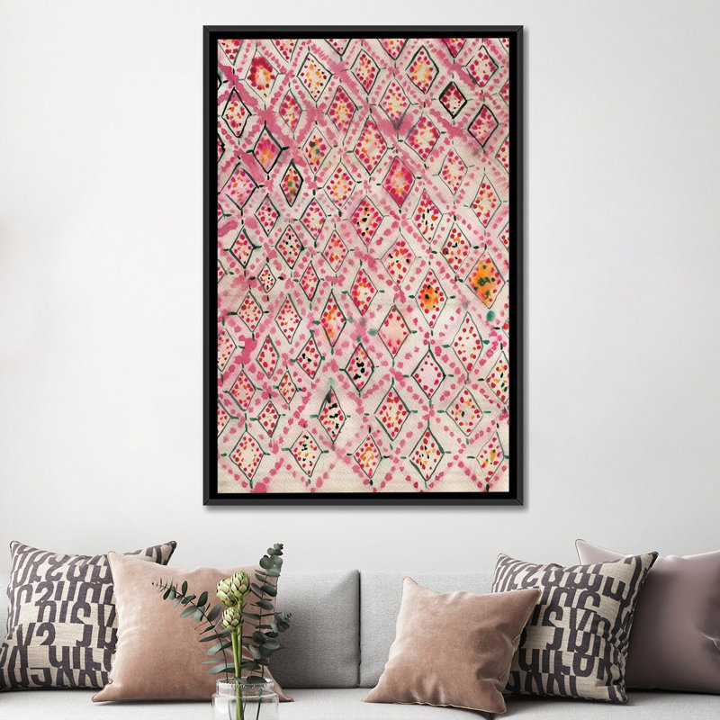 « marocain tapis i », impression sur toile, H 26 po x l 18 po x P 1,5 po, Toile avec cadre noir, Pas de tapis