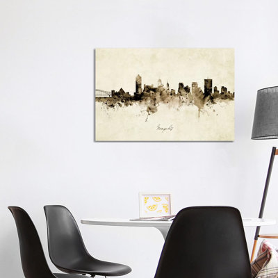 Memphis Tennessee Skyline by Michael Tompsett - Wrapped Canvas Print