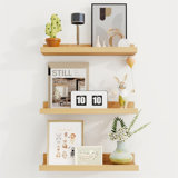Rustic Floating Shelves Set of 3 with Lip, Picture Ledge Shelf for Nursery, Living Room – Multipurpose Storage Organizer, Bookshelf, & Photo Display Rack Oak