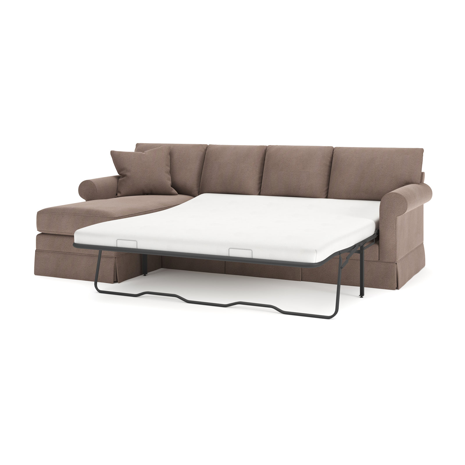 Friedman Sleeper Sectional with Chaise, Left Hand Facing, Bella Cocoa Performance Velvet