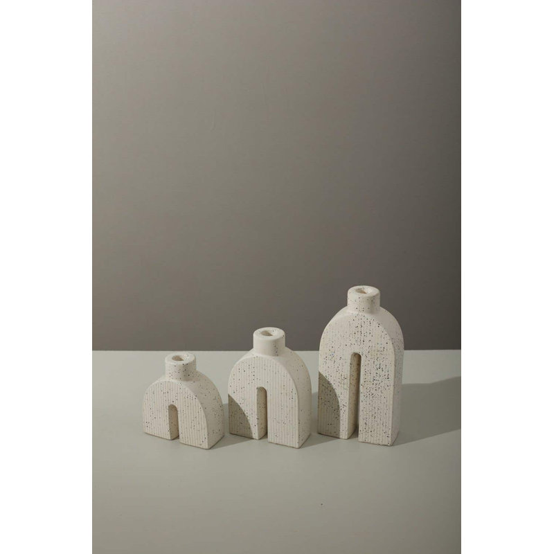 Ceramic Tabletop Candlestick, 6.5" H x 4.5" W x 2" D