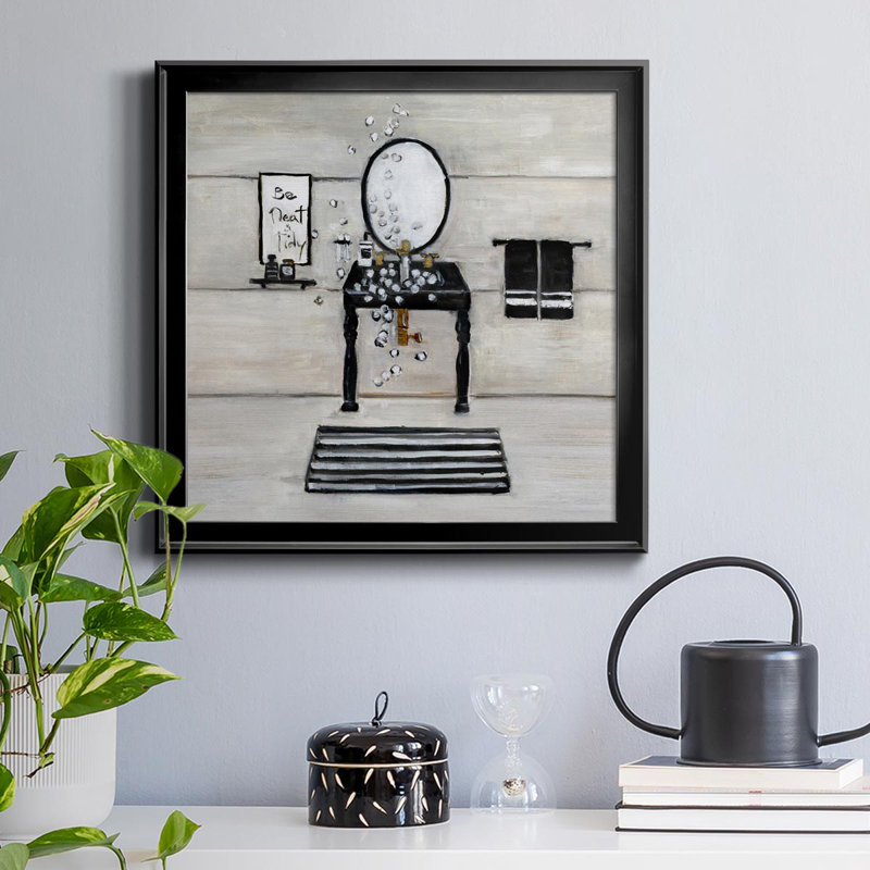 Neat And Tidy Bath - Cadre photo, reproduction d'art sur toile, Noir, H 17,5 po x l 17,5 po x P 1,5 po