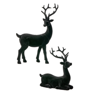 6-9.5" Resin Flocked Deer Set of 2