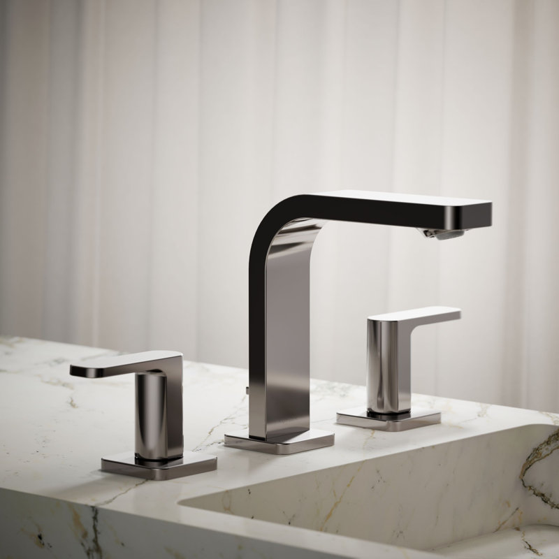 ParallelWidespread Bathroom Faucet, 3-Hole Two Lever Handle Bathroom Sink Faucet, Titanium, 1.2 GPM