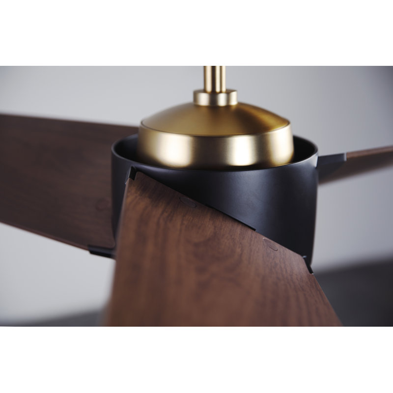 Ambit 56'' Ceiling Fan, Mahogany, Satin Brass/Matte Black, Wall Control
