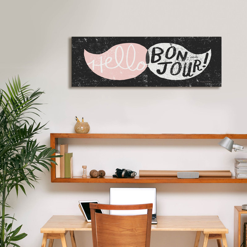 «Ridiculous Mustache Vintage Panel Black and Pink» par Michael Mullan, art mural sur toile, H 12 po x l 36 po x P 0,75 po