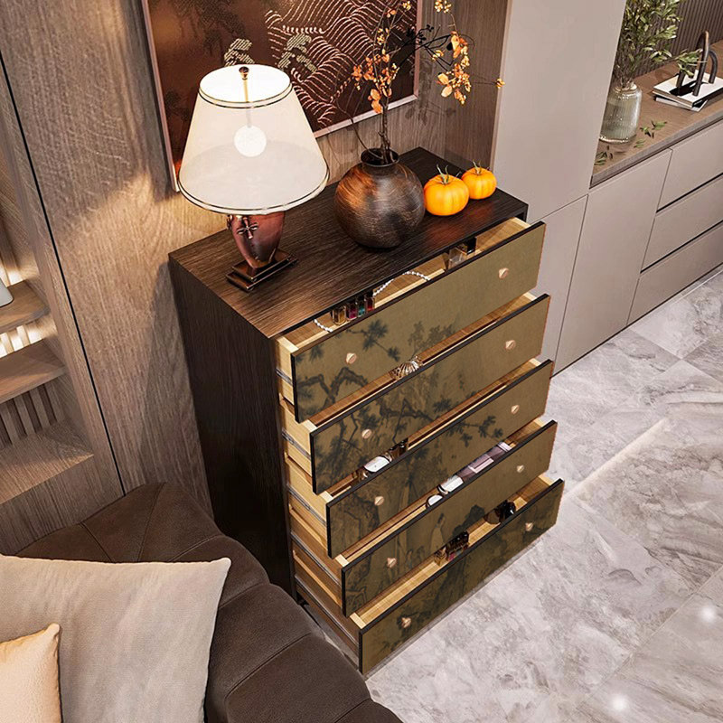 Armoire en bois avec cinq tiroirs, Noyer