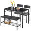 Ensemble de table de salle à manger 43,3 "pour 4, ensemble de table de cuisine 4 pièces avec banc et chaises pour petit espace, appartement, salon, restaurant-940276521