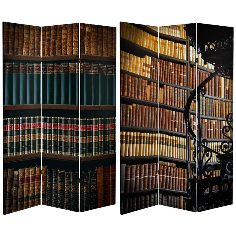 71" x 38.75" Tall Double Sided Library Canvas 3 Panel Room Divider