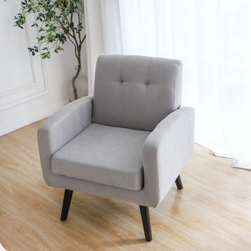 Upholstered Armchair, Grey Linen Blend