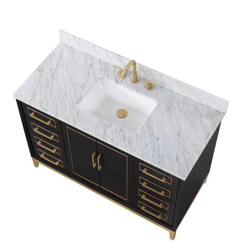 Gracie 48'' W Single Vanity, Midnight Black, Carrara Marble