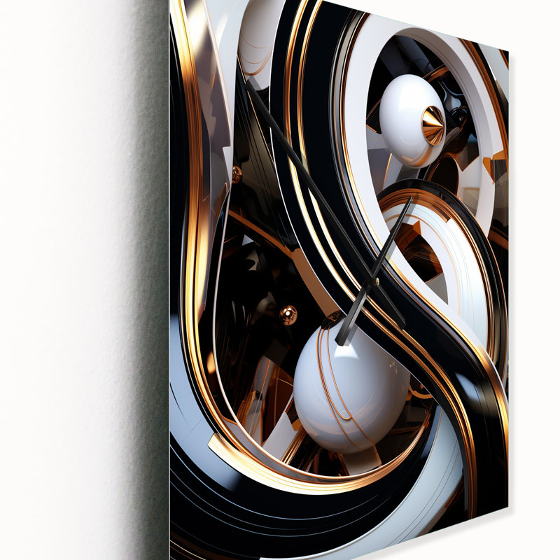 Horloge murale surdimensionnée liquide liquide noir et blanc II - formes abstraites, H 28 po x l 12 po x P 1 po