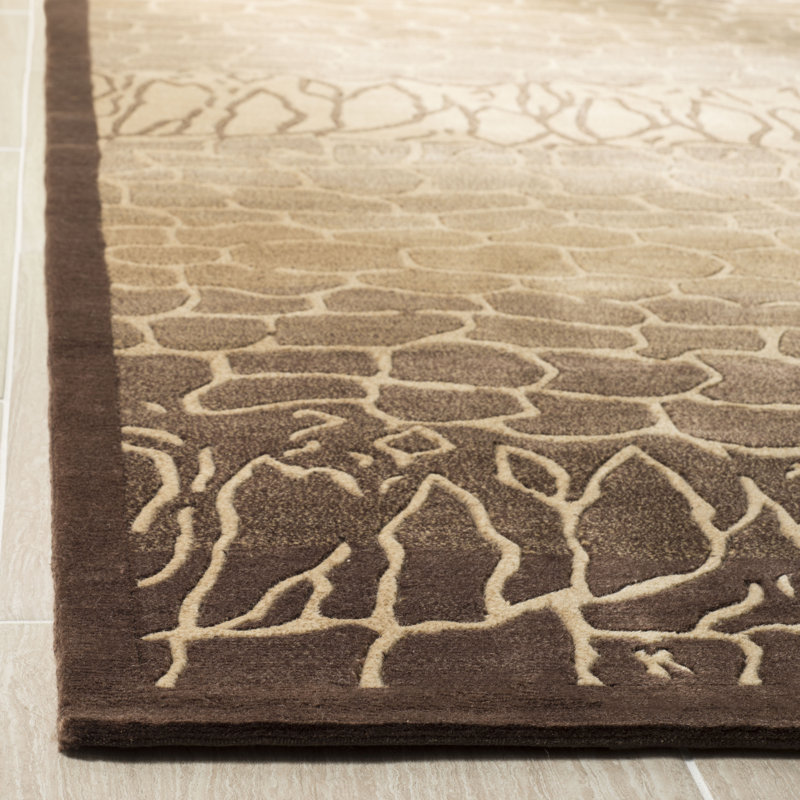 Ipswich Hand-Knotted Wool Brown Area Rug, Rectangle 4' x 6'
