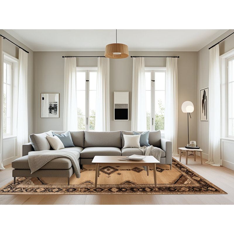 Tapis brun lavable à la machine, Rectangle 6 pi x 9 pi