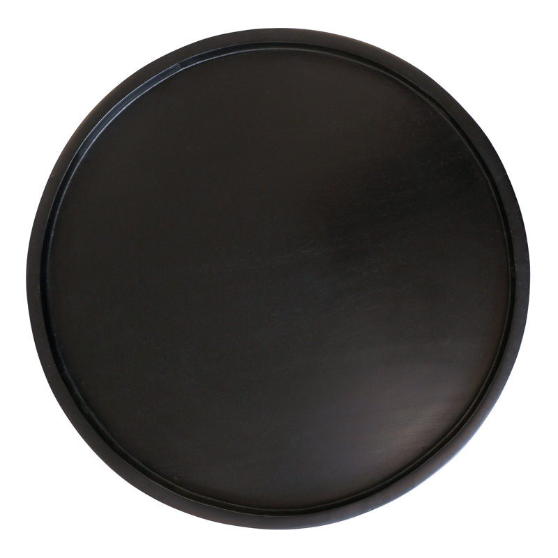 Blandon 16" Round Mango Wood End Table, Black