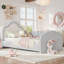 Lit tapissier à plancher bas SnuggleNest avec poche de rangement intégrée et rails latéraux de sécurité-134545983